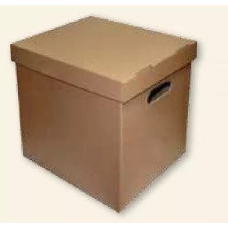 Caja de archivo SMLT, 360x290x350mm, marrón, ecológica, tapa extraíble