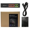 Switch Ethernet PoE QOLTEC 52289 — 4x puertos RJ45 PoE, 2x RJ45 uplink, presupuesto PoE 65W