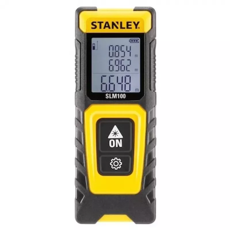 Medidor de distancias STANLEY SLM100 — alcance láser 30 m, medidor manual compacto