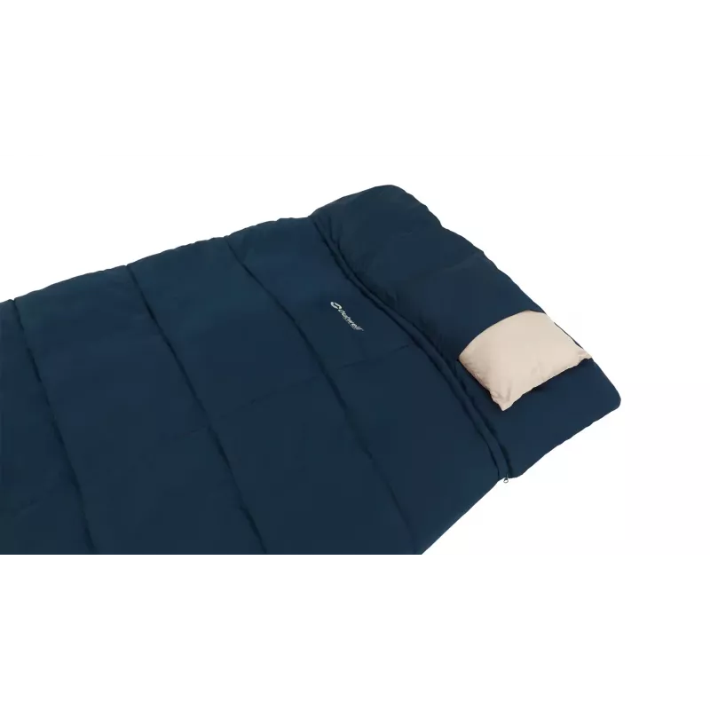Saco de dormir Outwell Contour Lux XL — rectangular para adultos, poliéster, 2200×1050 mm, para usuarios de hasta 190 cm, azul