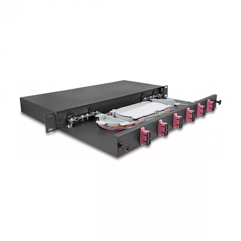 Caja de empalme de fibra óptica DeLOCK 67002 negro metal 482x220x44mm