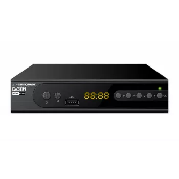 Receptor de sobremesa ESPERANZA EV106R Sintonizador por cable DVB-T2 / DVB-C HEVC H.265, HDMI, USB, PVR, Dolby Digital, 174–790 MHz, negro