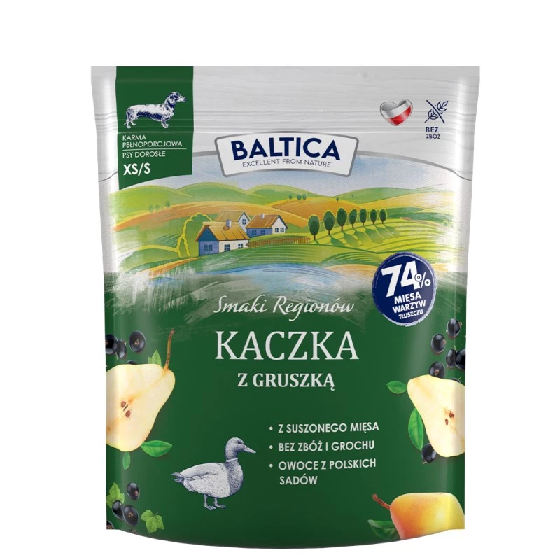 BALTICA Smaki Regionow Small Breeds pato con pera comida seca para perros, XS/S 1 kg