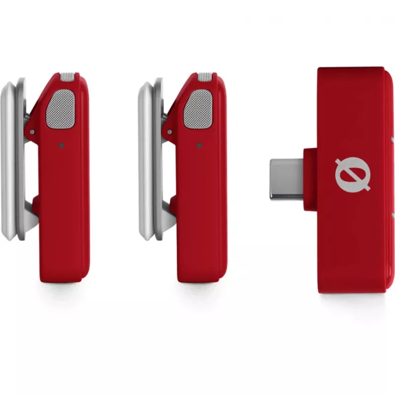 Micrófono inalámbrico Rode Wireless Micro — transmisor y receptor compactos de pinza rojo