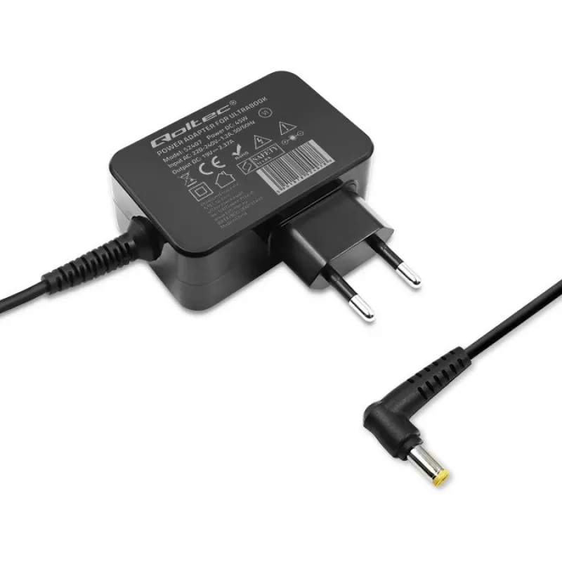 Cargador QOLTEC 52407 para Toshiba Ultrabook 45W 19V 2,37A fuente de alimentación