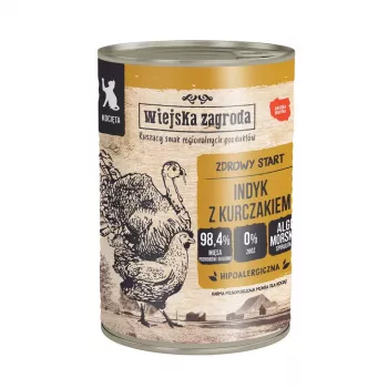 WIEJSKA ZAGRODA Gatito pavo con pollo - Comida húmeda para gatos - 400 g