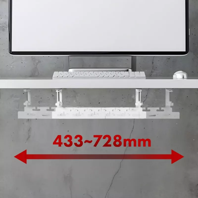 Organizador de cables Maclean bajo el escritorio, carga máx. 5 kg, máx. 728 mm, blanco, MC-103 W