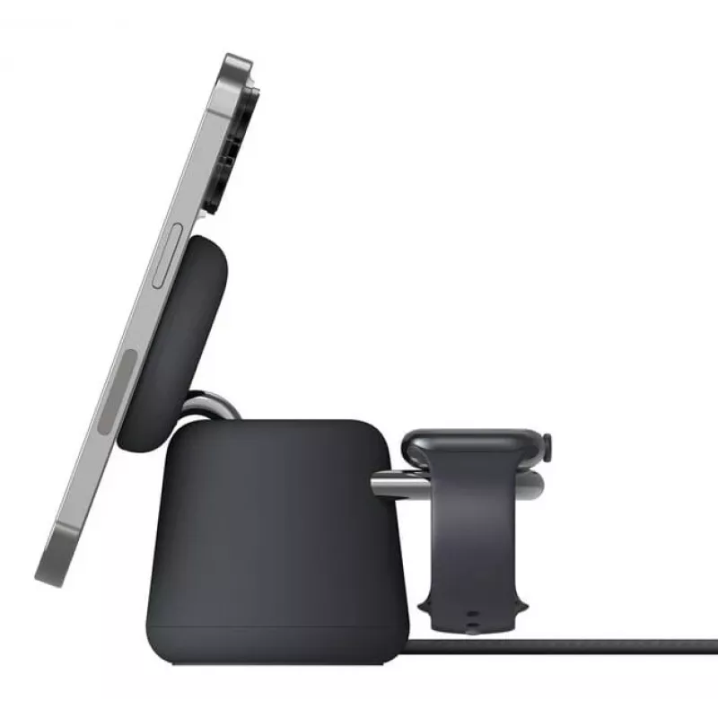 Cargador inalámbrico Belkin WIZ027VFH36 2 en 1 magnético Qi2 15W para iPhone y Apple Watch