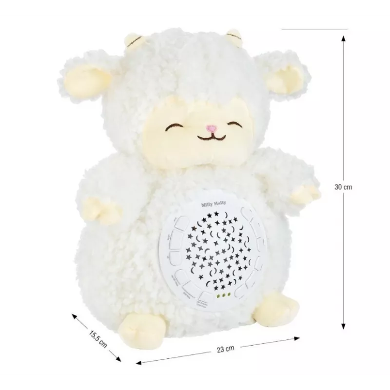 Peluche proyector milly mally oveja proyector peluche modelo 5664 para niños pequeños — luz nocturna suave