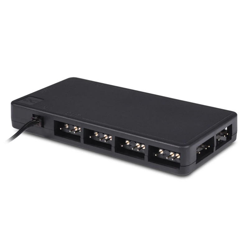 Alphacool Core 25669 splitter DRGB 11x de 3 pines con conector de alimentación SATA, negro