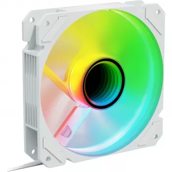 Ventilador de caja Sharkoon SHARK Mirror RGB PWM REVERSE 120 mm Blanco, 500–1500 RPM, 99,52 m³/h, FDB
