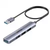 Hub USB Unitek H1208CGY01 — 4 puertos USB 3.0 (5 Gbit/s), compatible con USB 2.0, aluminio