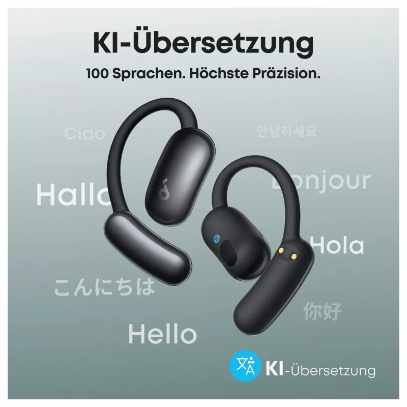 ANKER Soundcore AeroFit 2 AI negro auriculares Open-Ear 35 horas de reproducción IP55 incl. asistente y traducción por IA