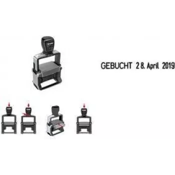 Sello Trodat Professional 4.0 5117 Date — carcasa de acero inoxidable cepillado, autoentintable