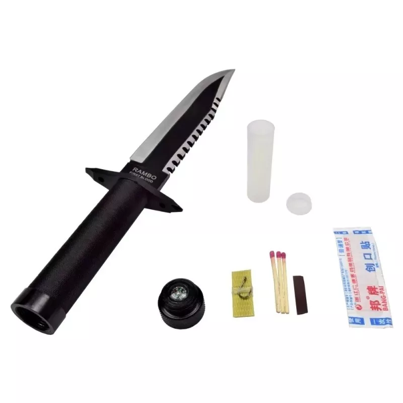 Cinema Classic Rambo I CC-H1 cuchillo grande con funda de cuero, 360 mm, negro