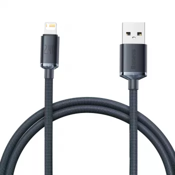 Baseus Crystal Shine cable USB a Lightning, 2,4 A, 1,2 m (negro)