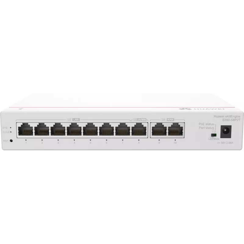 HUAWEI eKit S380-S8P2T router multiservicio, 2x WAN, 8x LAN PoE
