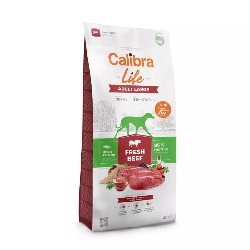 Calibra Dog Life Adult pienso para perros adultos de razas grandes con ternera fresca, 12 kg