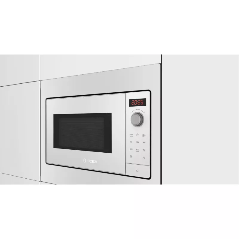 Microondas de encastre solo Bosch BFL523MW3, 800 W, 20 L, blanco, táctil y mando giratorio