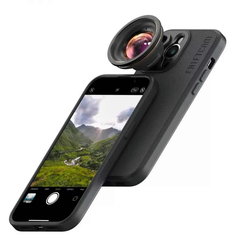 Objetivo fotográfico ShiftCam LU-WD-016-23-EF objetivo gran angular 16 mm negro dorado