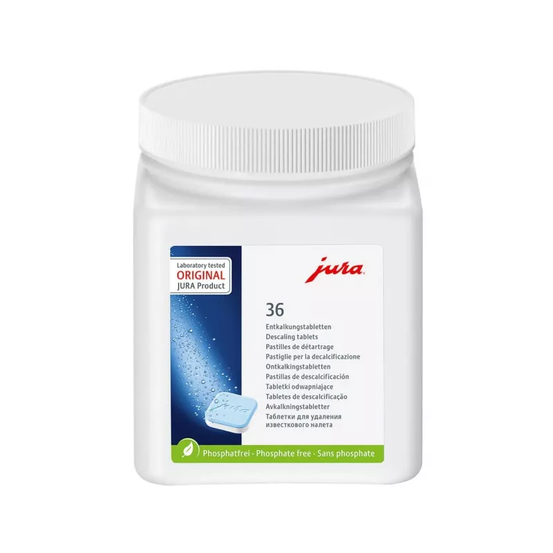 Pastillas descalcificadoras Jura Descaler 70751 para cafeteras, 36 pastillas en frasco de plástico