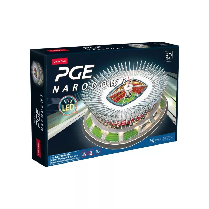 Puzle 3D cubicfun PGE National LED Model 306-L541H — modelo arquitectónico de papel con iluminación LED