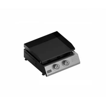 Parrilla de gas Black & Decker BXOP4900E — 2 quemadores, superficie de parrilla 450×360 mm, acero inoxidable, mandos giratorios