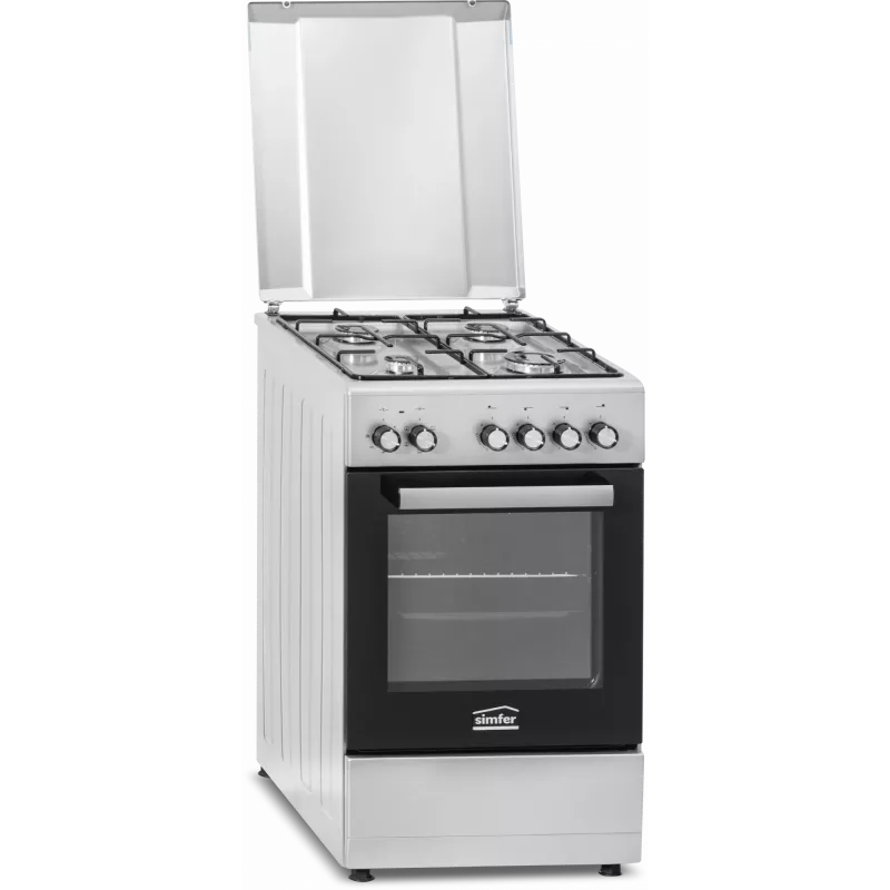 Placa de gas y horno eléctrico SIMFER 5405SERGG, acero inoxidable, 4 zonas, 50 cm