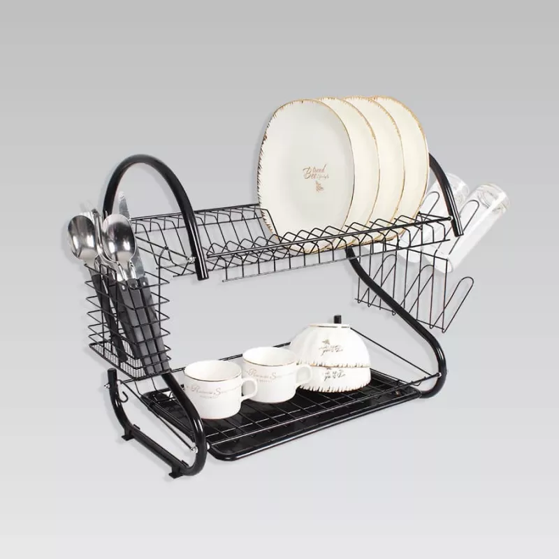 Escurridor de platos Maestro MR-1025-38 negro, escurridor de metal independiente, 38 cm de ancho, negro