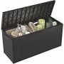 Caja de almacenamiento exterior Keter 249722 270 L, resistente a la intemperie, grafito, rectangular 1180×440×580 mm
