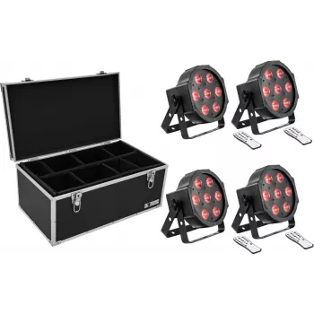 Set de focos de suelo LED EUROLITE SLS-7 HCL 4x con maletín de transporte TDV-1