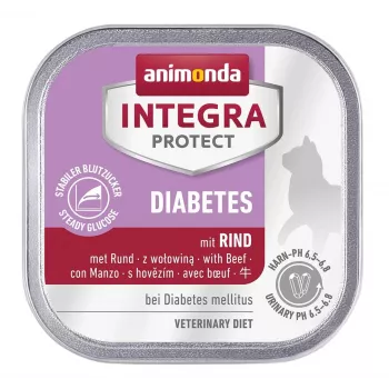Comida húmeda para gatos animonda Integra Protect Diabetes 100 g — ternera, gatos adultos, regulación de glucosa, sin cereales ni azúcar
