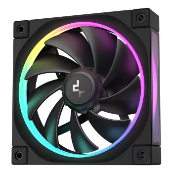 Ventilador de caja DeepCool FL12 120 mm, PWM, 500–2150 rpm, 55 CFM, 2,82 mmH2O, FDB, Multi-LED, negro