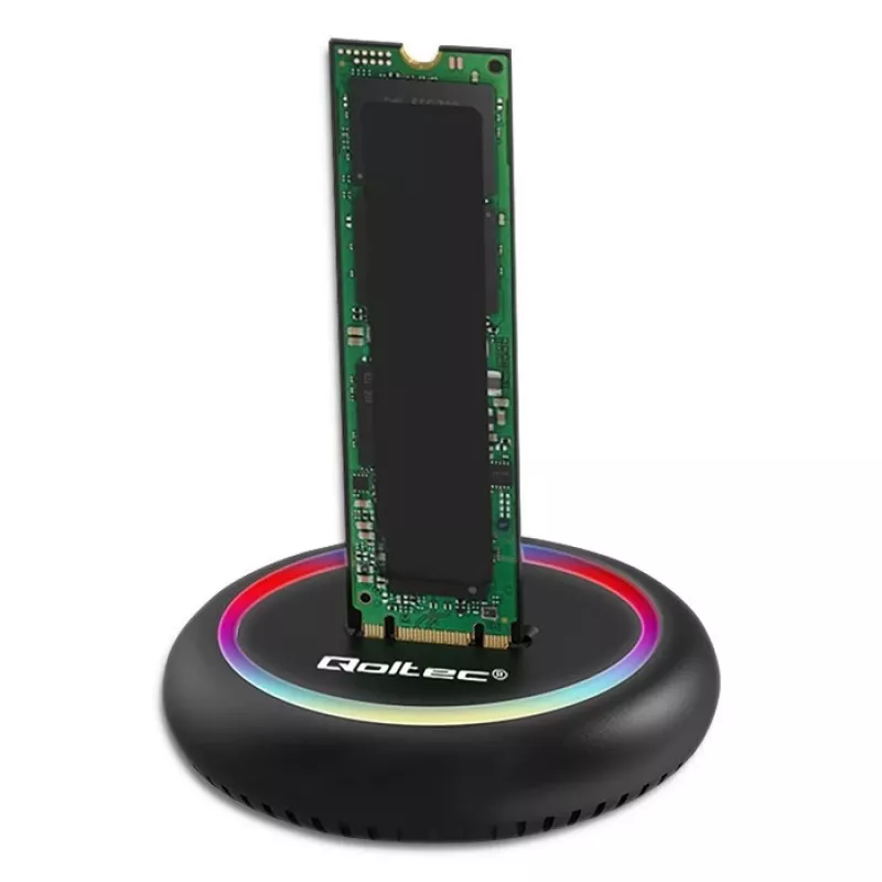 Base de acoplamiento para SSD M.2 QOLTEC 52275 para unidades SATA y NVMe, conexión USB