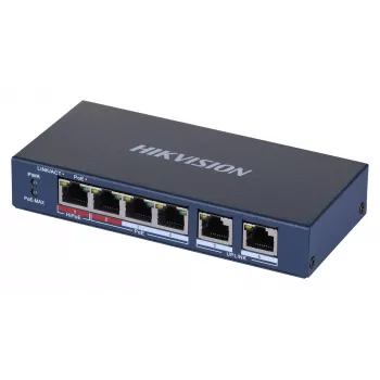 Switch de red Hikvision DS-3E0106HP-E no gestionado Fast Ethernet (10/100) con soporte PoE azul