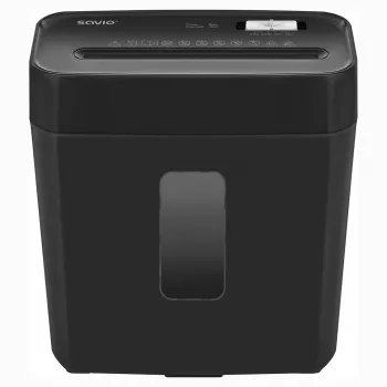 Destructora de documentos SAVIO ND-01, corte cruzado 4 x 32 mm, depósito de 11 L, 230 W, negra, 72 dB