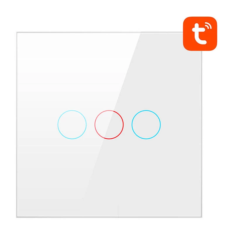 Interruptor de luz inteligente Avatto TS02-EU-W3 WiFi 3 vías — interruptor WiFi de pared para control múltiple