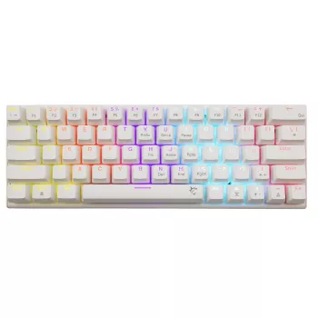 Teclado mecánico gaming White Shark Wakizashi WAKIZASHI-2-US-W-BLUE — distribución US, switches azules