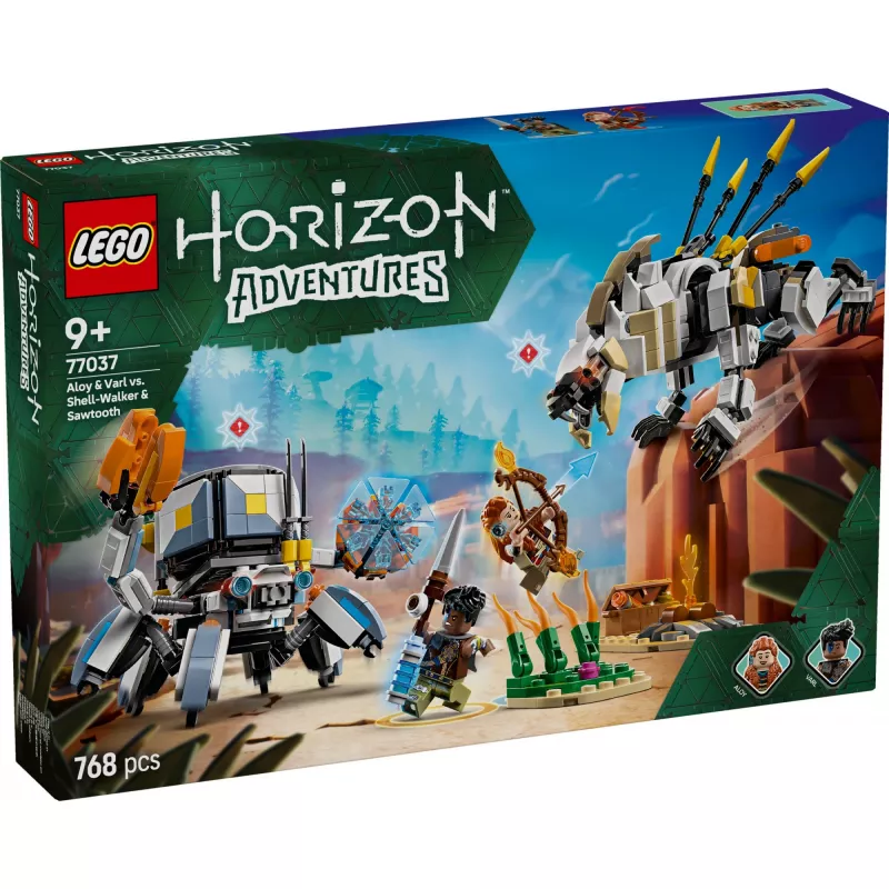 LEGO Set Horizon Adventures 77037 – Aloy y Varl vs. Shell-Walker y Sawtooth, 768 piezas, 2 minifiguras