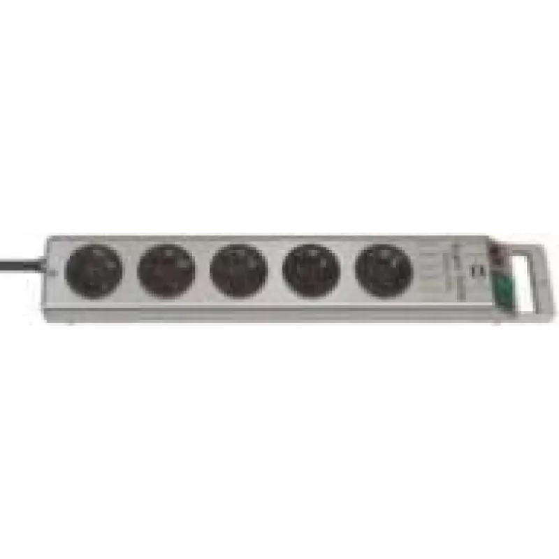 Brennenstuhl 1153340115 Regleta de enchufes Super-Solid Line 5 tomas 2,5 m H05VV-F 3G1,5, Plata (1153340115)