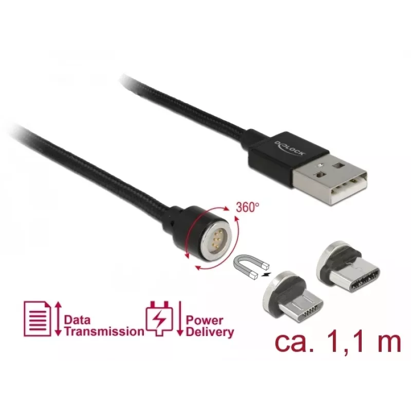 Cable USB DeLOCK 85723 USB 2.0 1,1 m USB A USB C/Micro-USB B negro