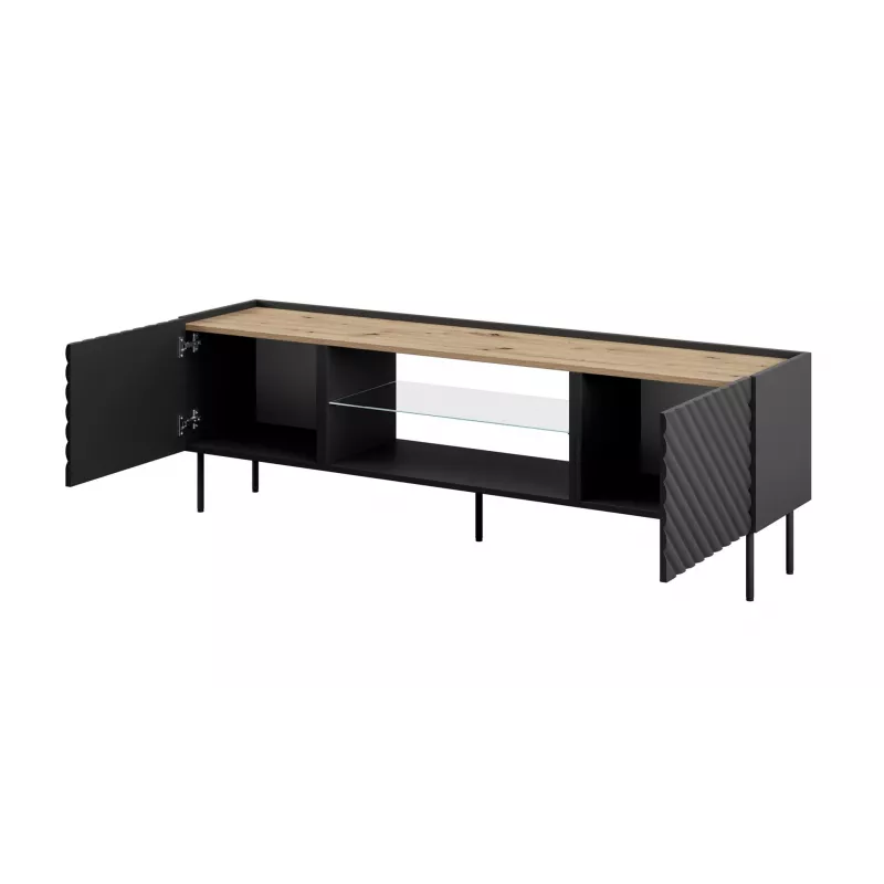 Mueble RTV EF ONDA 180x40x39-58 negro (de pie o montado en pared)