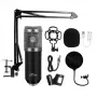 Micrófono para PC MEDIA-TECH MT397S — con cable, entrada XLR, 20–20000 Hz, 150 Ω, -32 dB, cable de 2,4 m, soporte de mesa, negro