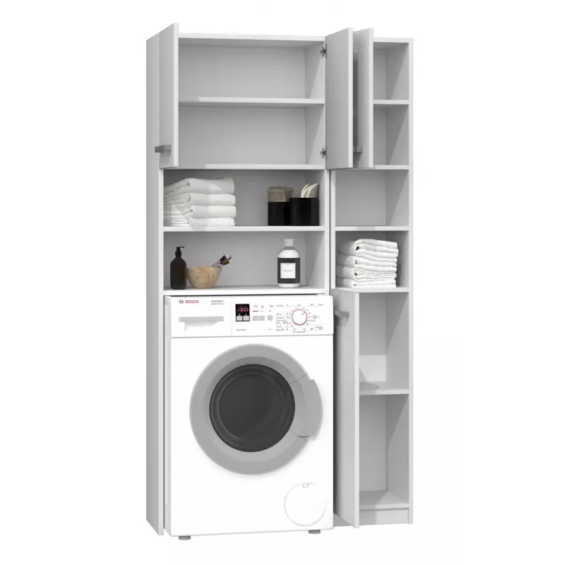 Armario de baño Top e shop ZESTAW MARPOL BIEL — de pie, estructura blanca, 10 estantes