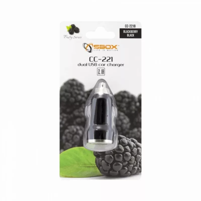Sbox CC-221B cargador de coche dual USB CC-221B negro