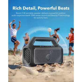 Altavoz estéreo portátil Anker Soundcore Boom 2 SE — 2.0 canales, 30 W RMS, inalámbrico, negro