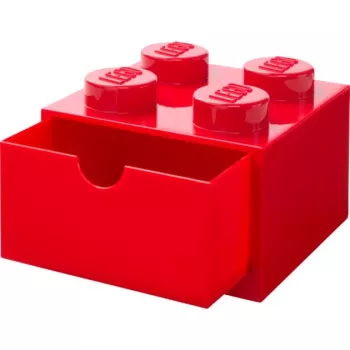 LEGO Cajón de escritorio 4, caja de almacenamiento Roja, con studs