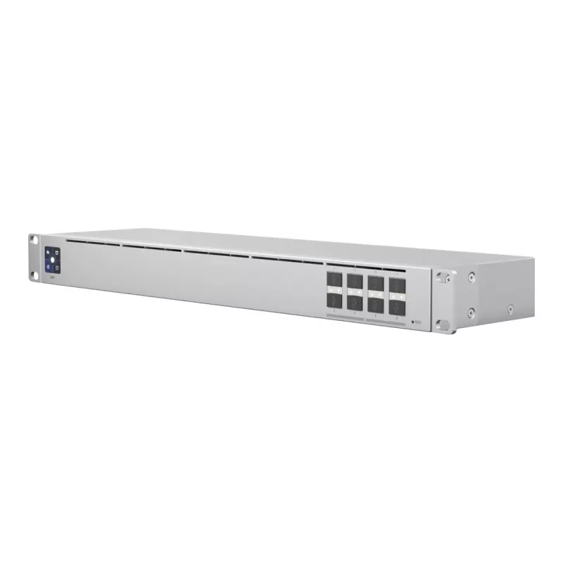 Switch de red gestionado L2 UBIQUITI USW-Aggregation — 8 ranuras SFP+, soporte 10G, sin ventilador, rack 1U, plateado