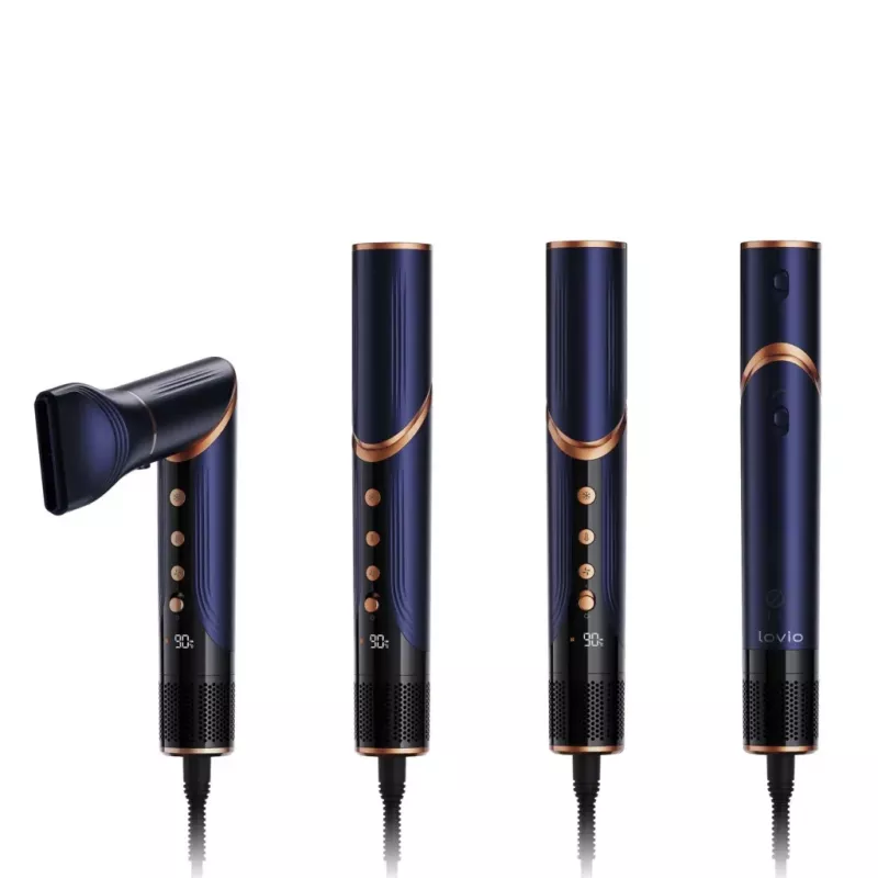 Secador de pelo y rizador multistyler Lovio LVHS001BL con función combinada de aire caliente y estilismo