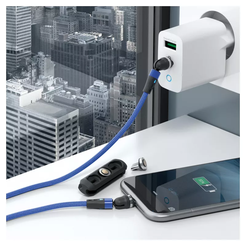 Cable USB RealPower MagneticCharge2 1 m azul carga rápida transferencia de datos